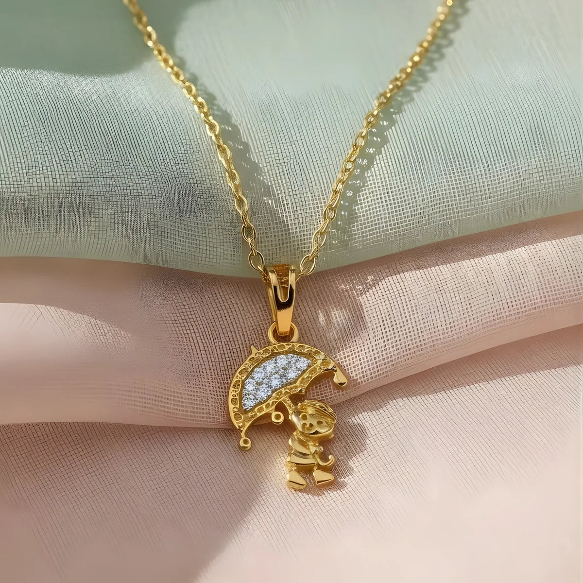 18KT Gold Plated Umbrella Kid Pendant