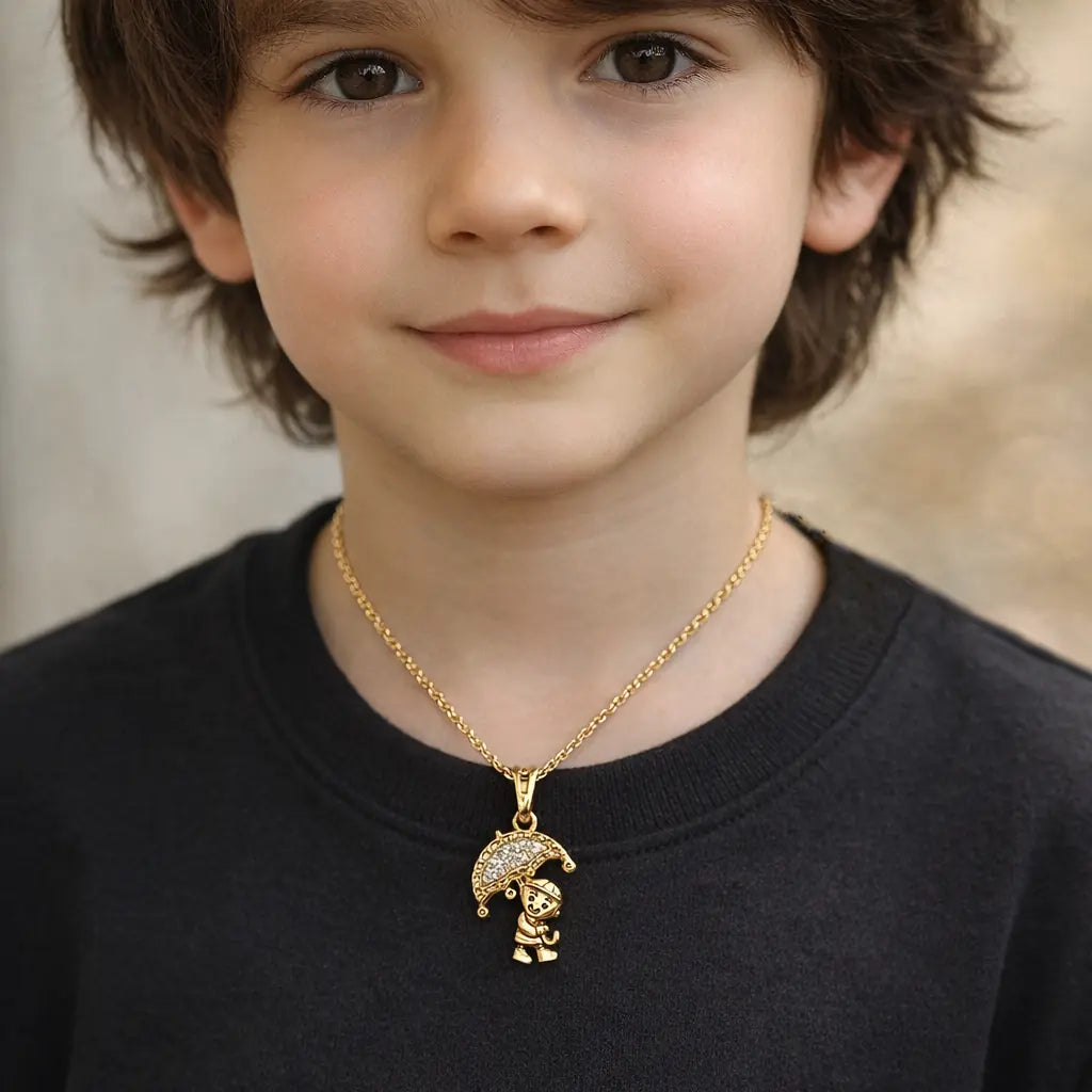 18KT Gold Plated Umbrella Kid Pendant