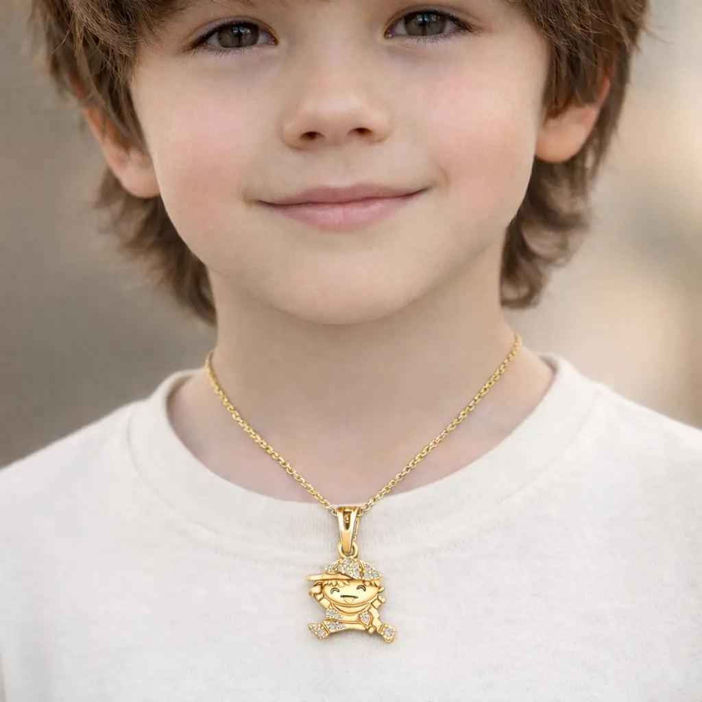 18KT Gold Plated Playful Boy Pendant