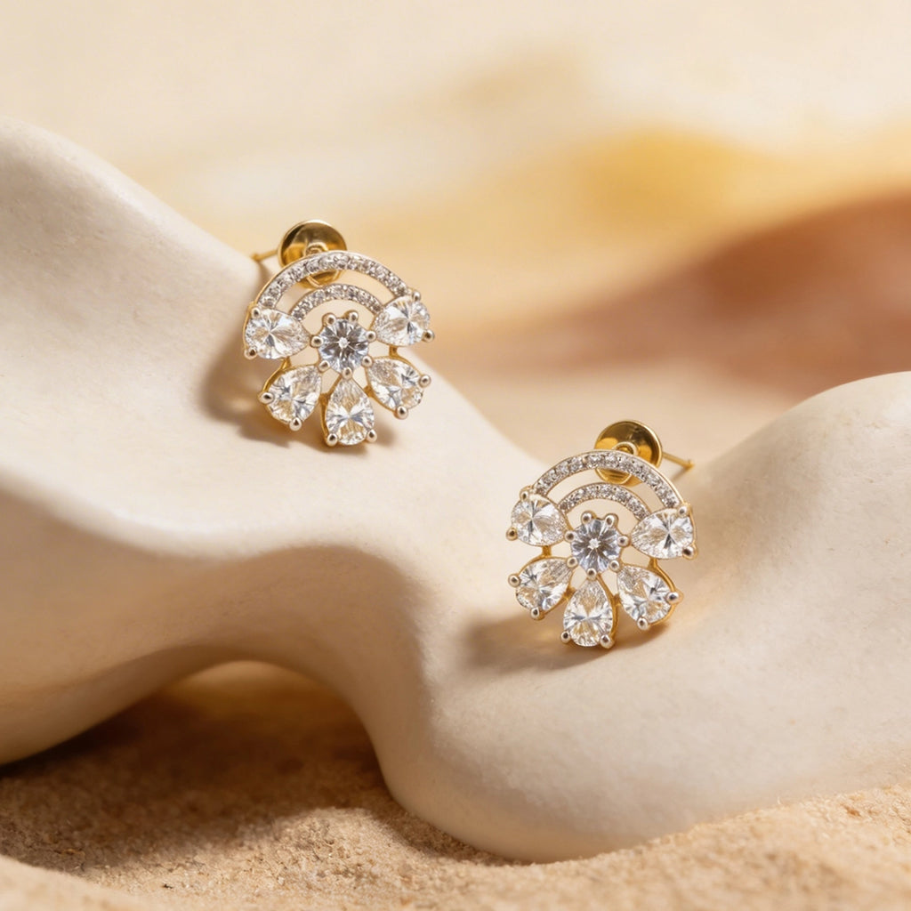 18KT Gold Floral Spark Studs