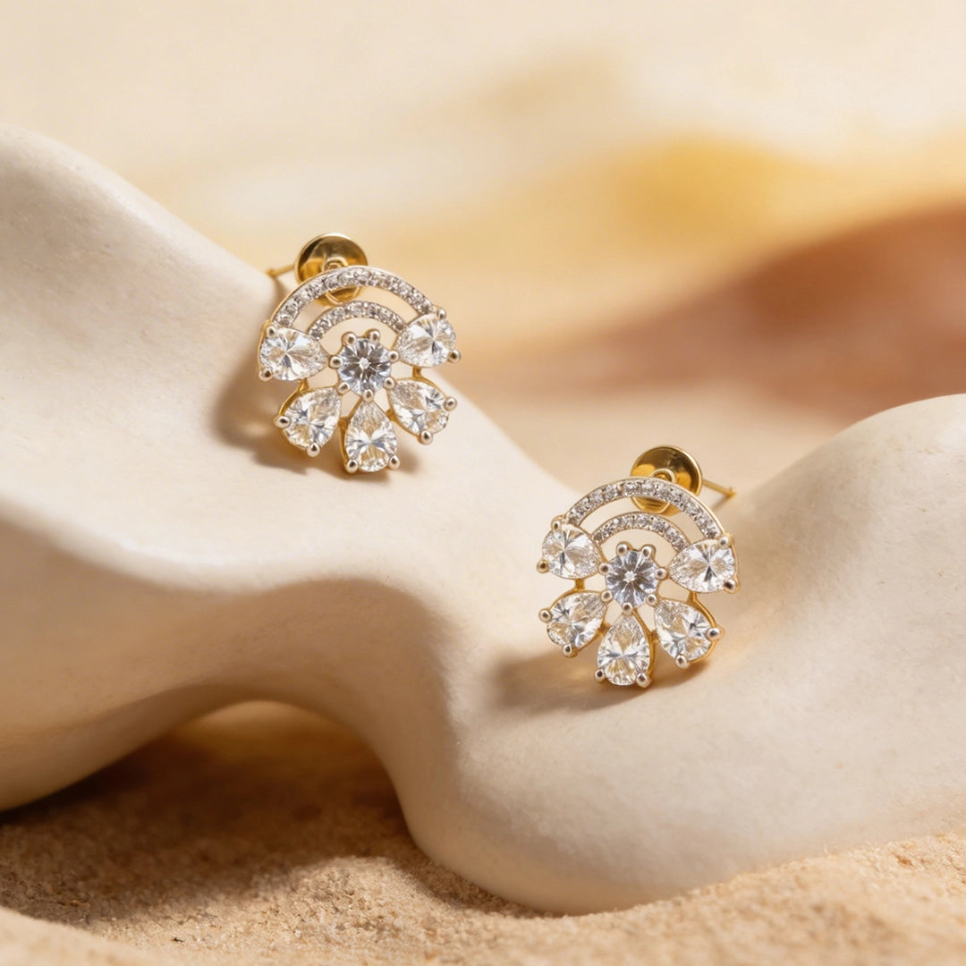 18KT Gold Floral Spark Studs