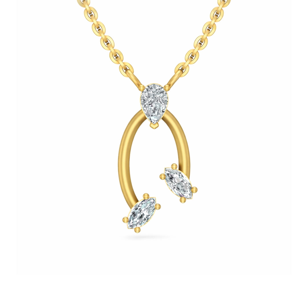 Gold Oval Drop CZ Pendant Main image