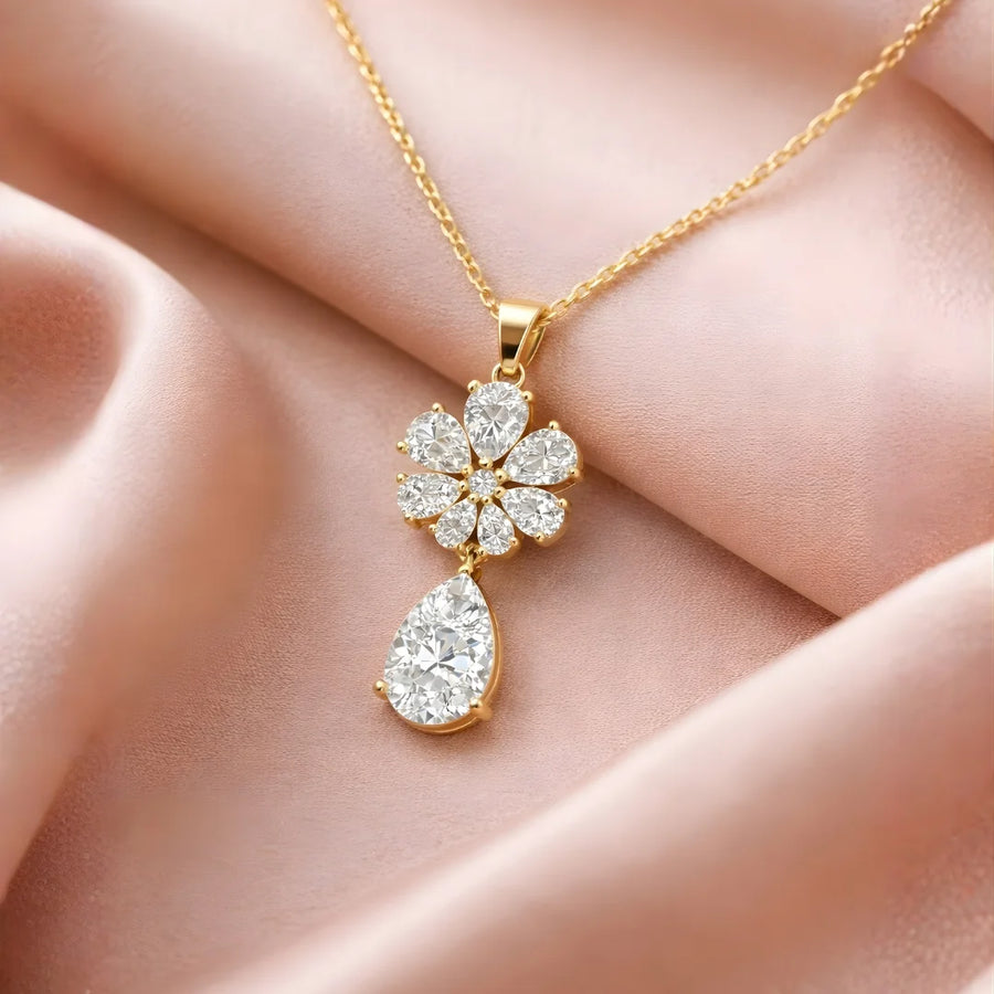 Celestial Blossom Drop Pendant 18KT Gold Plated