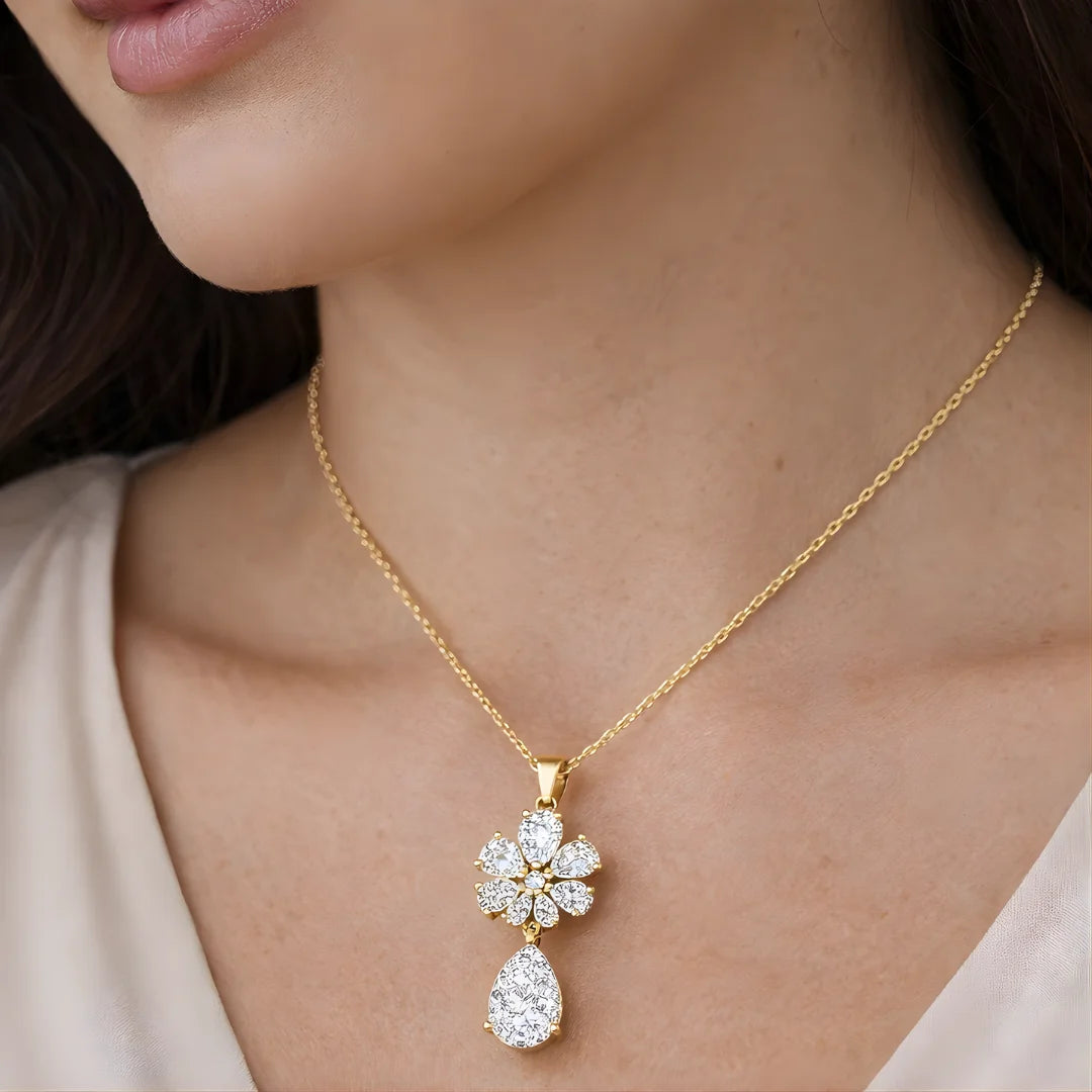 Celestial Blossom Drop Pendant 18KT Gold Plated Secondary image