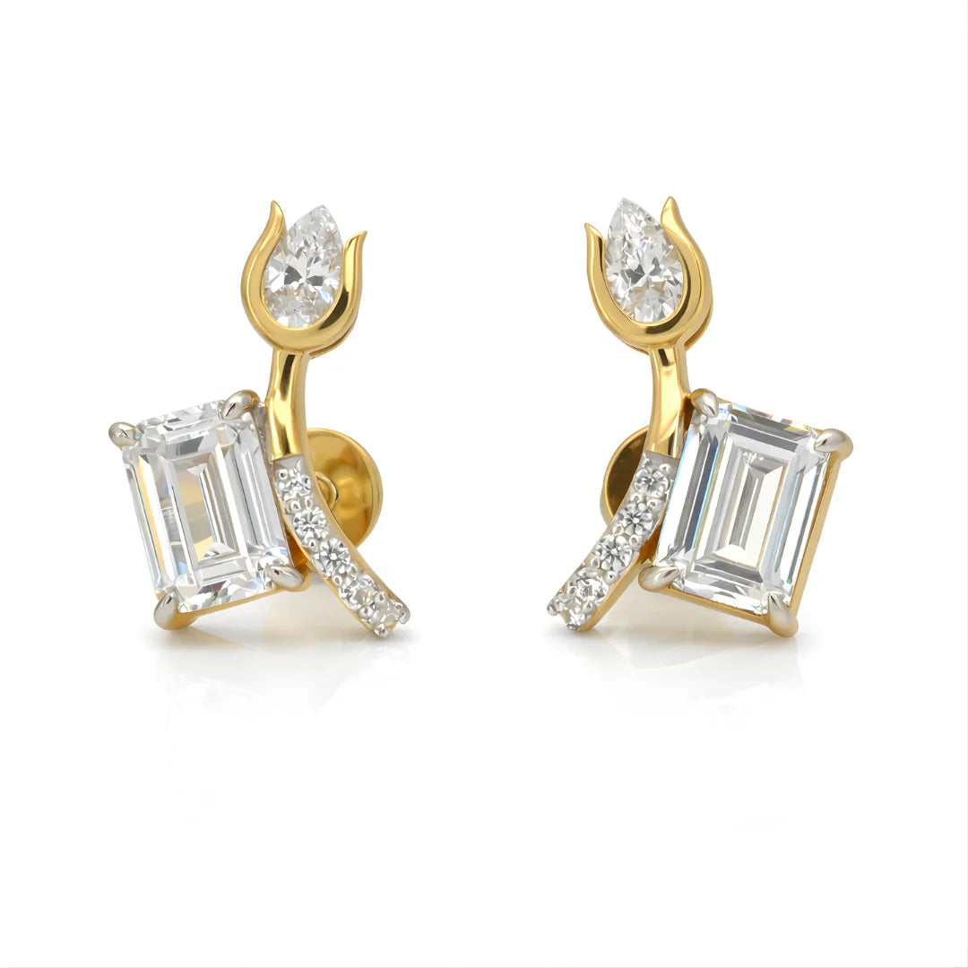Radiant Tulip Spark Stud Earrings 18KT Gold Plated