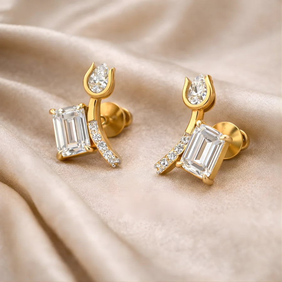 Radiant Tulip Spark Stud Earrings 18KT Gold Plated