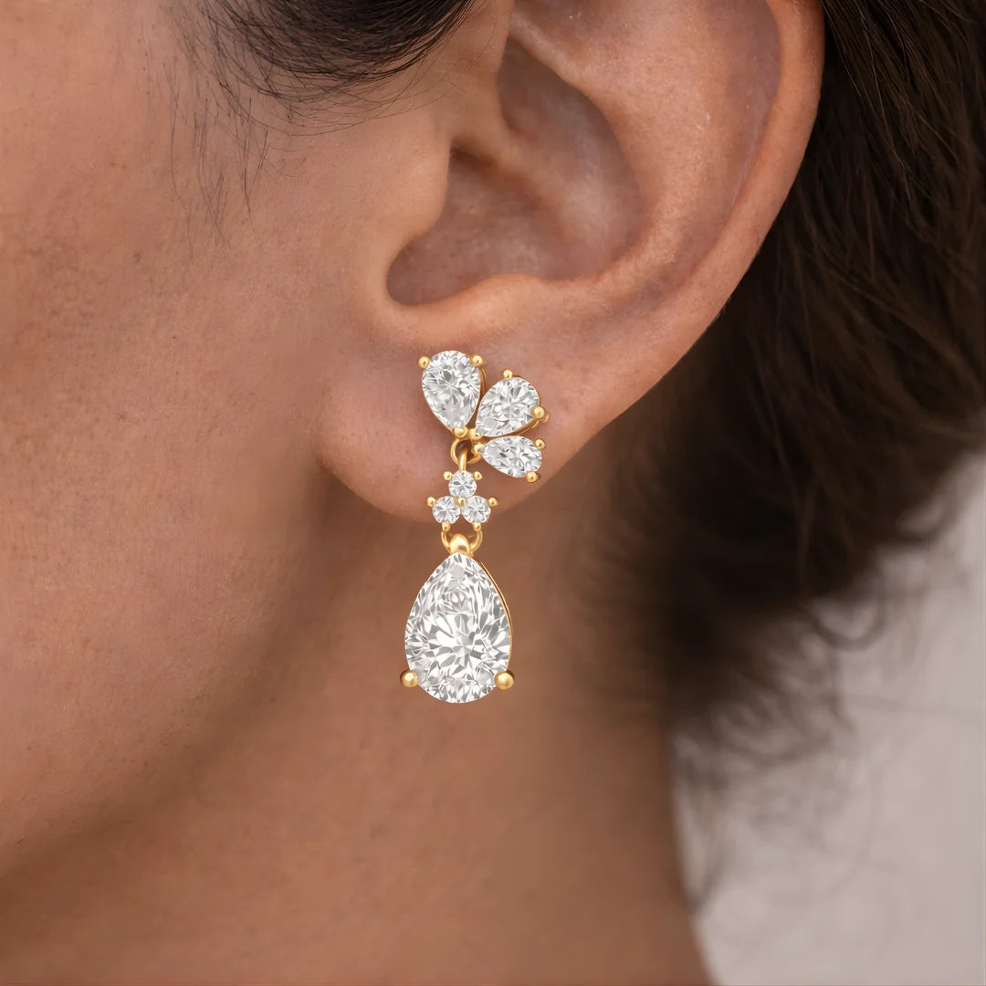 Celestial Blossom Drop Earrings 18KT Gold Plated Secondary image