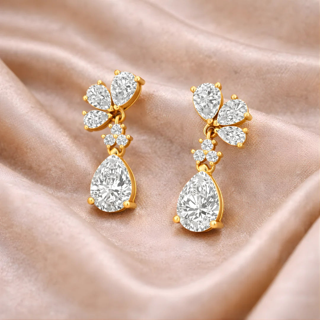 Celestial Blossom Drop Earrings 18KT Gold Plated Main image