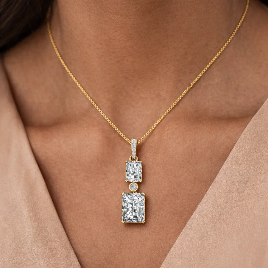 Regal Twin Radiance Pendant 18KT Gold Plated