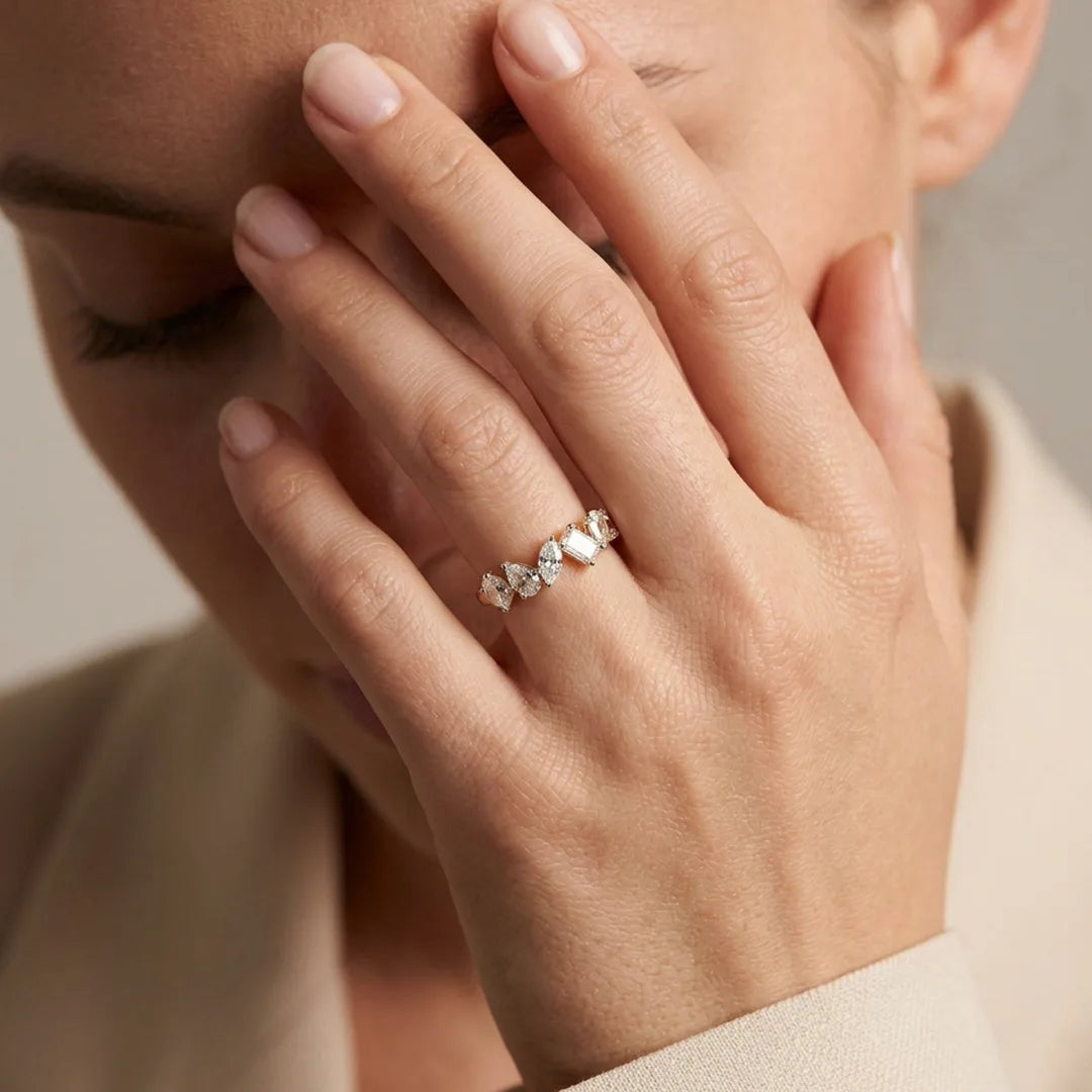 Gold Marquise Crown Ring