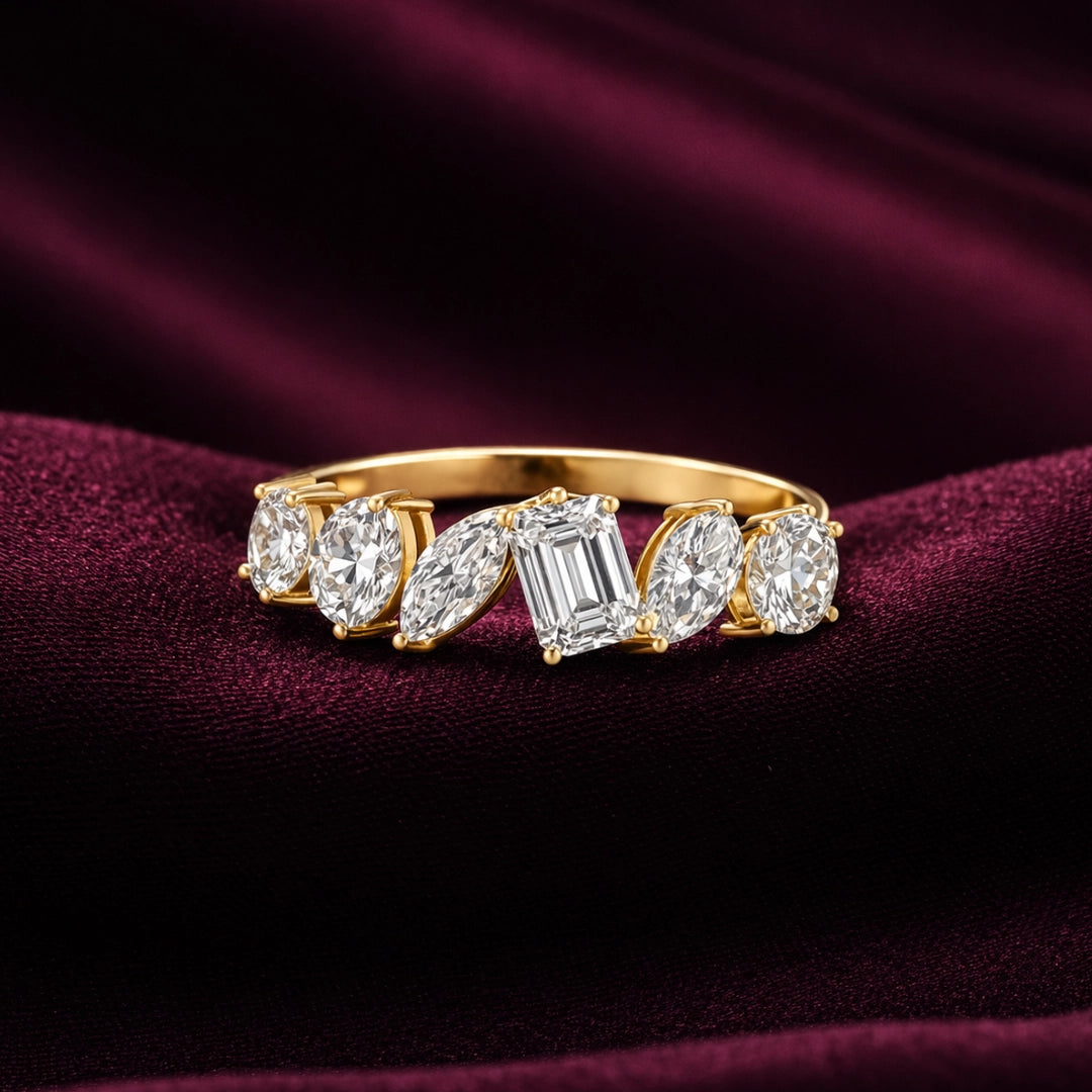 Gold Marquise Crown Ring Main image