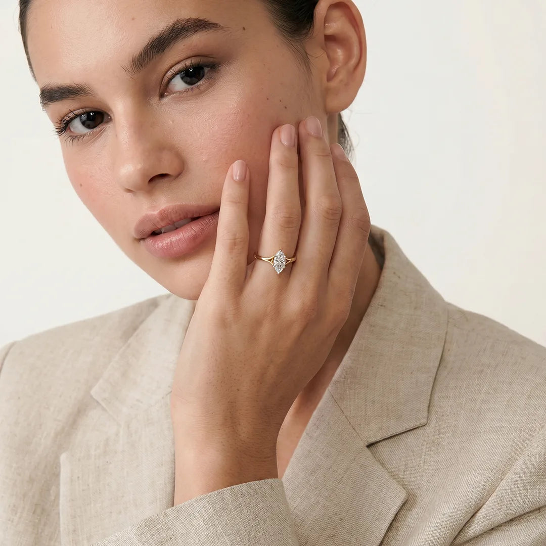 Gold Marquise CZ Elegance Ring