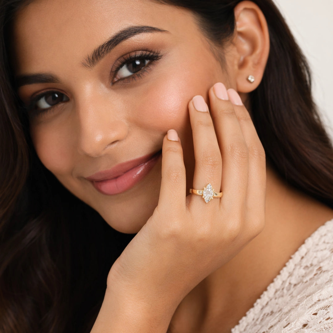 Gold Marquise CZ Elegance Ring Secondary image