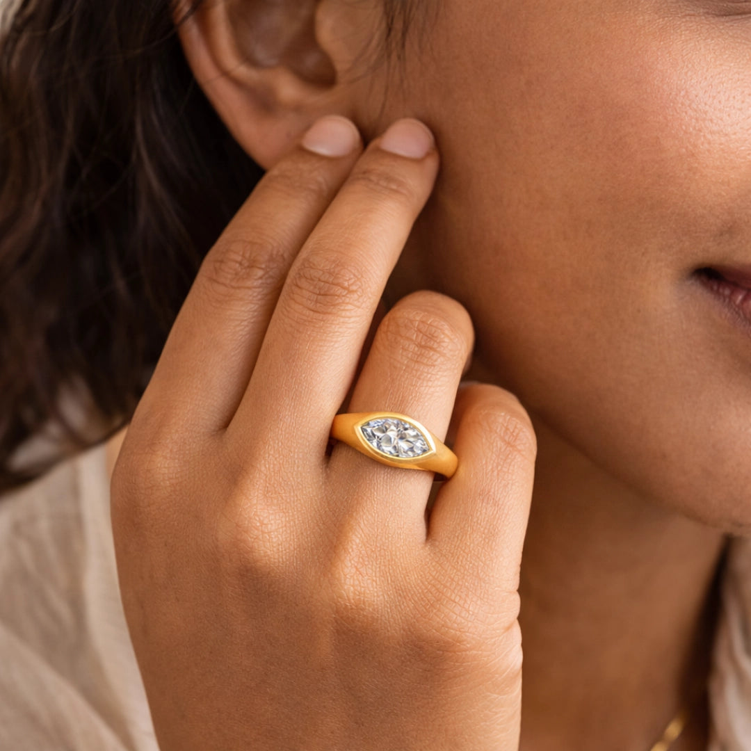 Gold Marquise Sleek Ring Secondary image