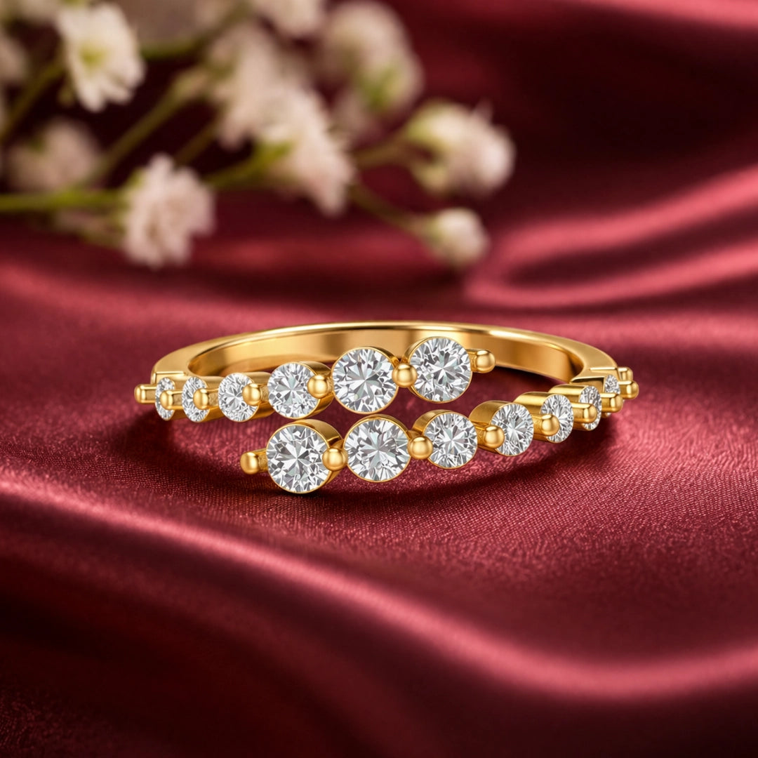 Gold Cascading Halo Ring Secondary image