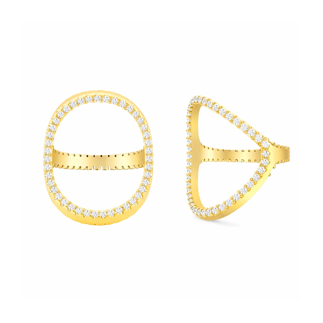 Gold Triple Facet Statement Ring Main image