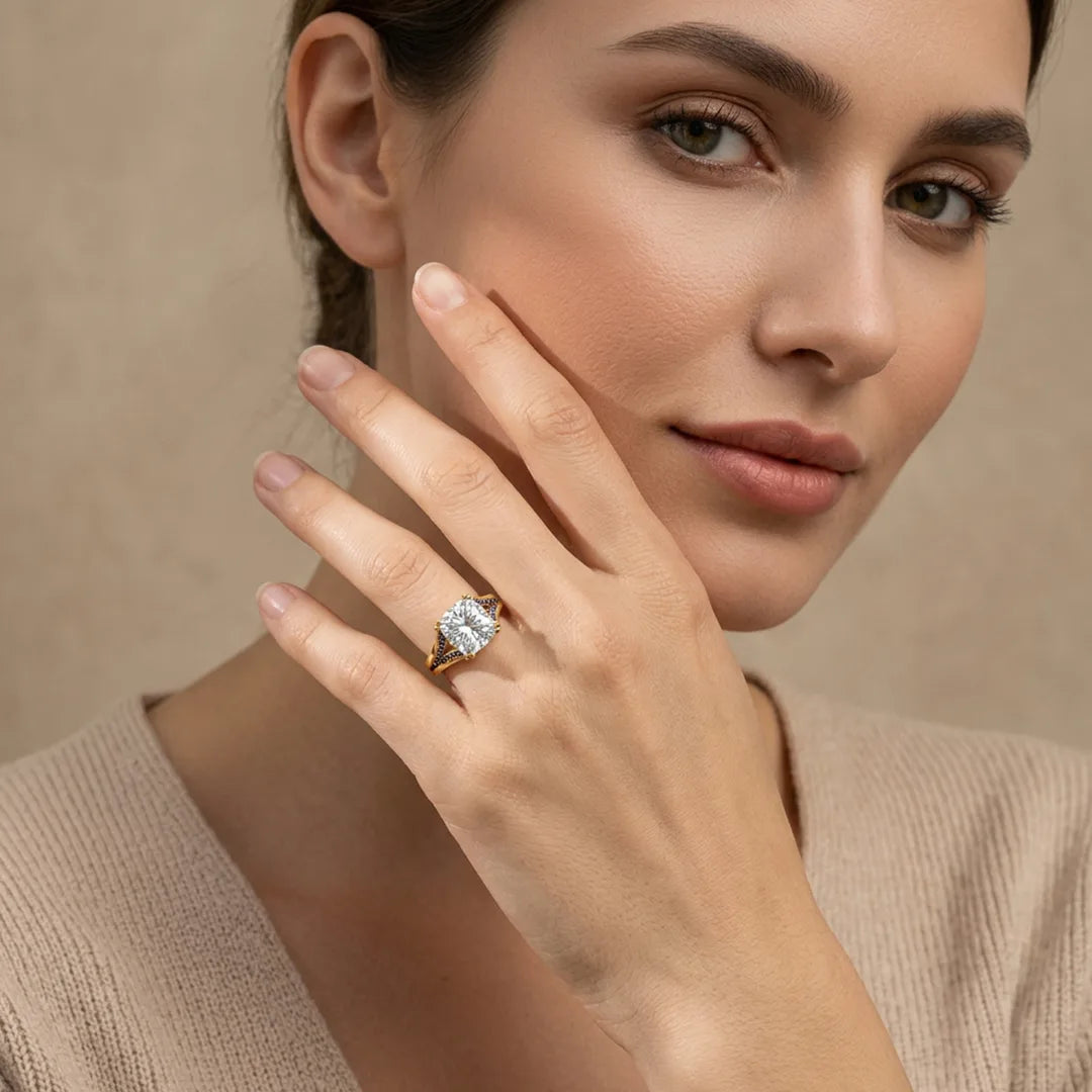 Gold Cushion Cut Solitaire Ring