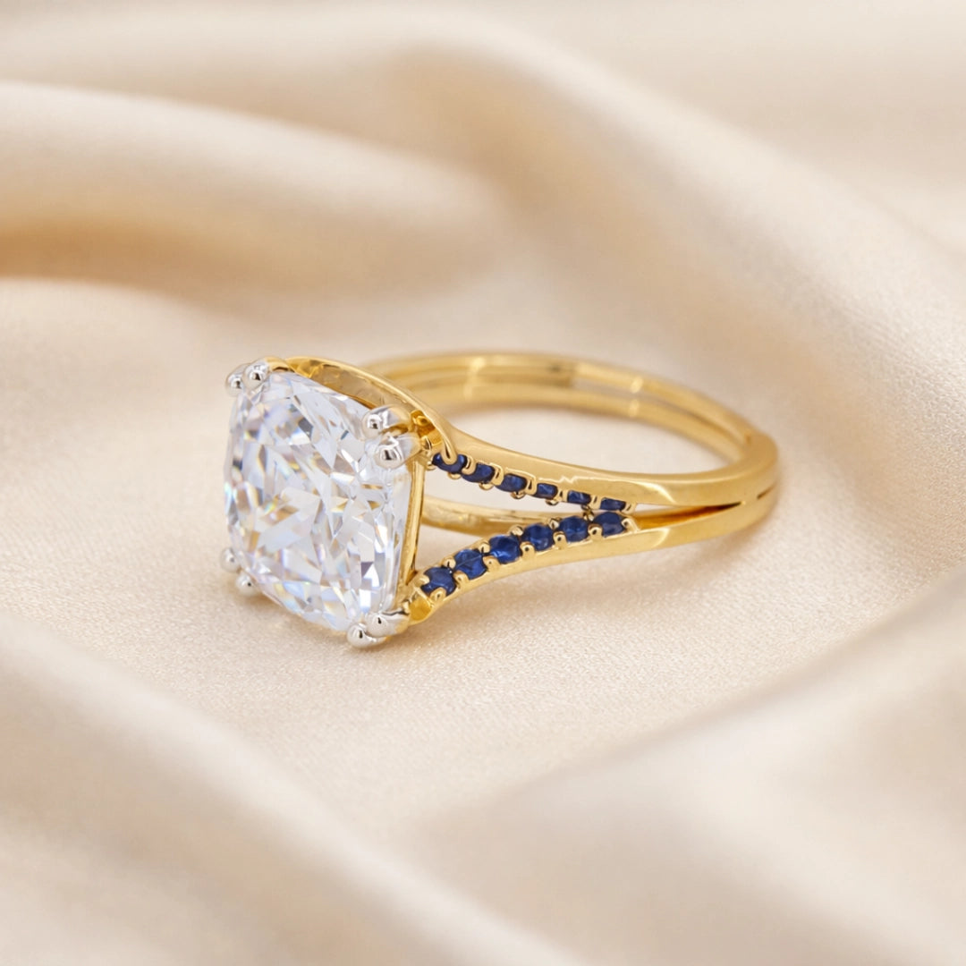 Gold Cushion Cut Solitaire Ring Secondary image