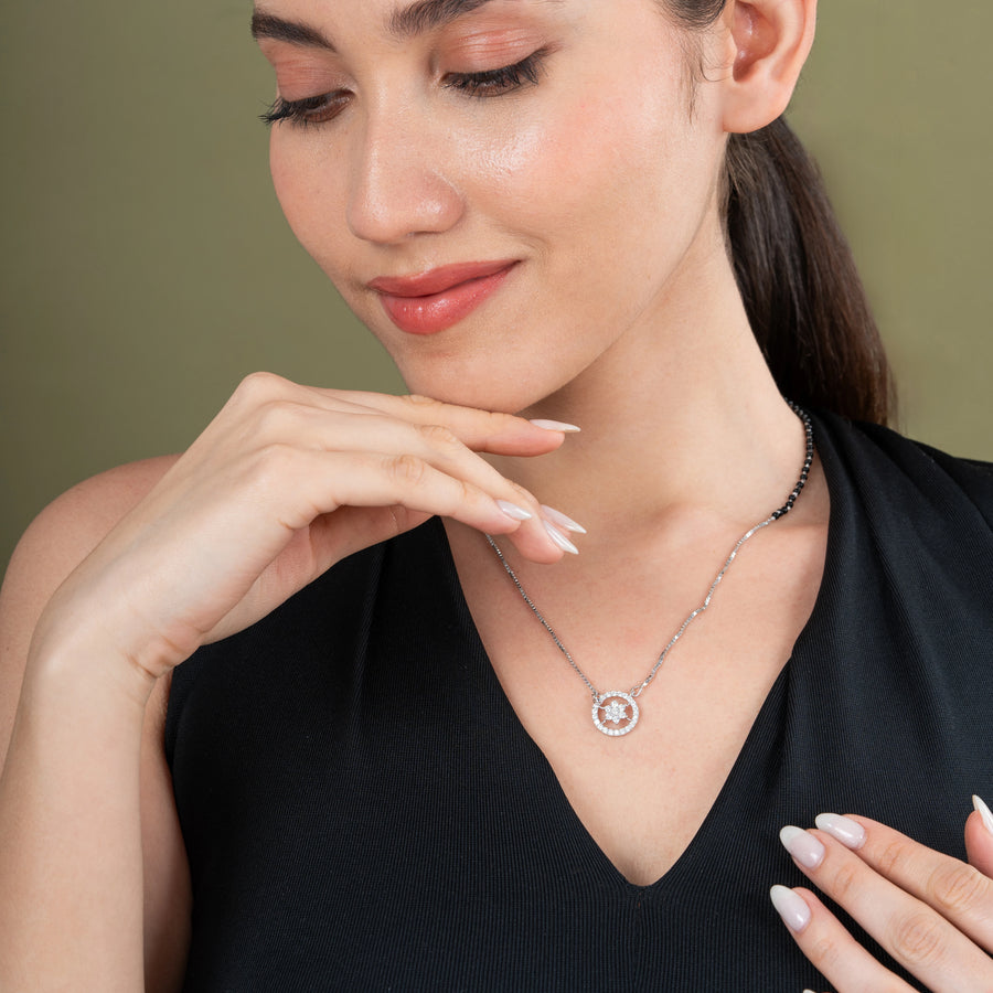 Round Flower Diamond Mangalsutra