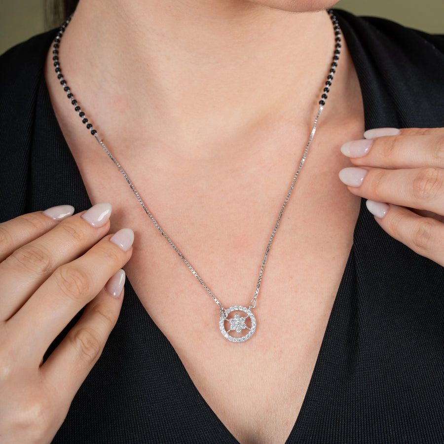 Round Flower Diamond Mangalsutra