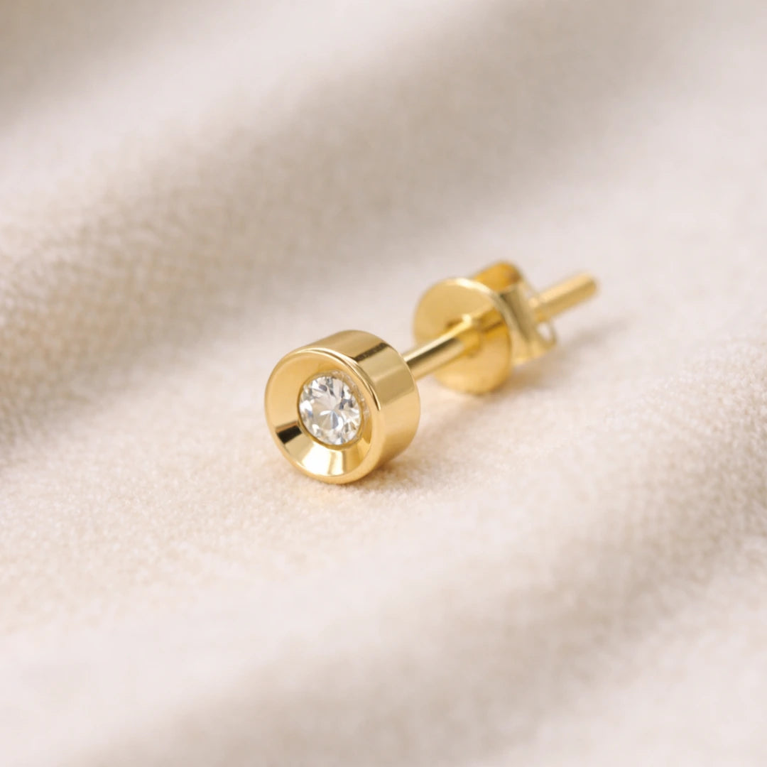 Gold Minimal Bezel Stud Earrings