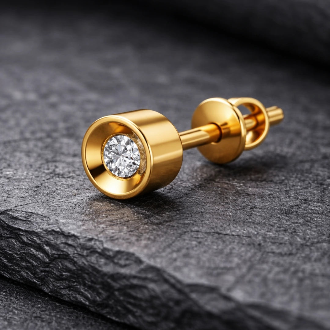 Gold Minimal Bezel Stud Earrings