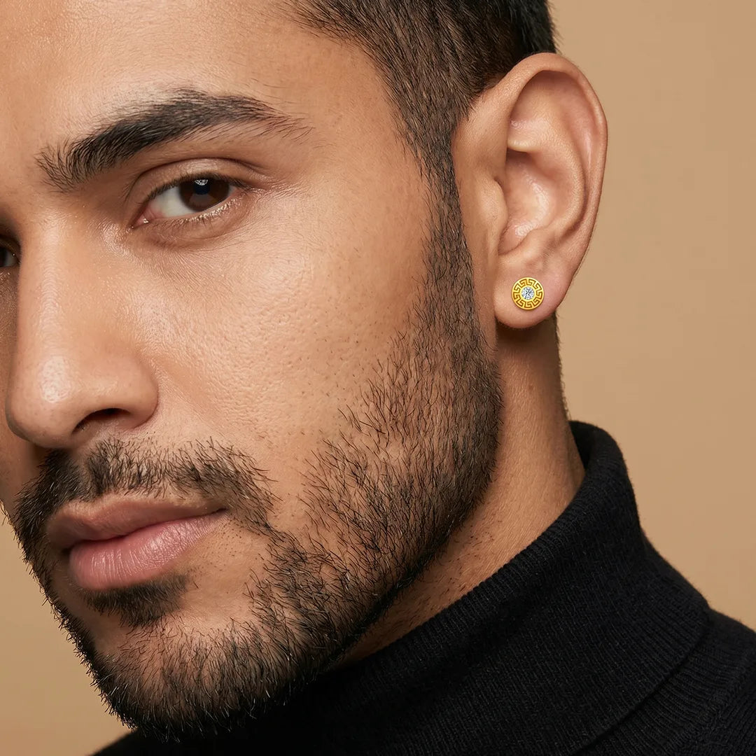Gold Greek Halo Stud Earring