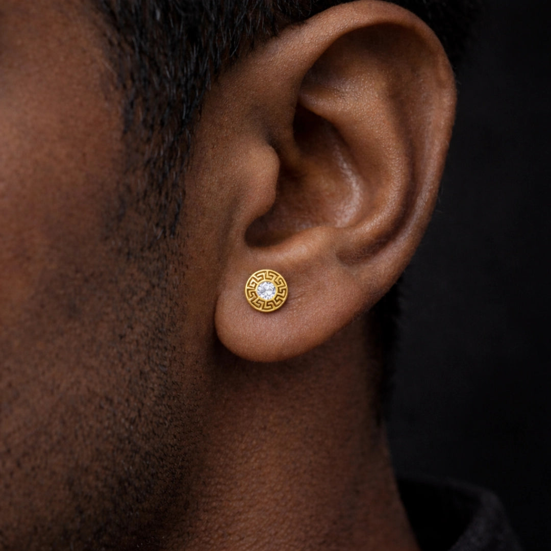 Gold Greek Halo Stud Earring