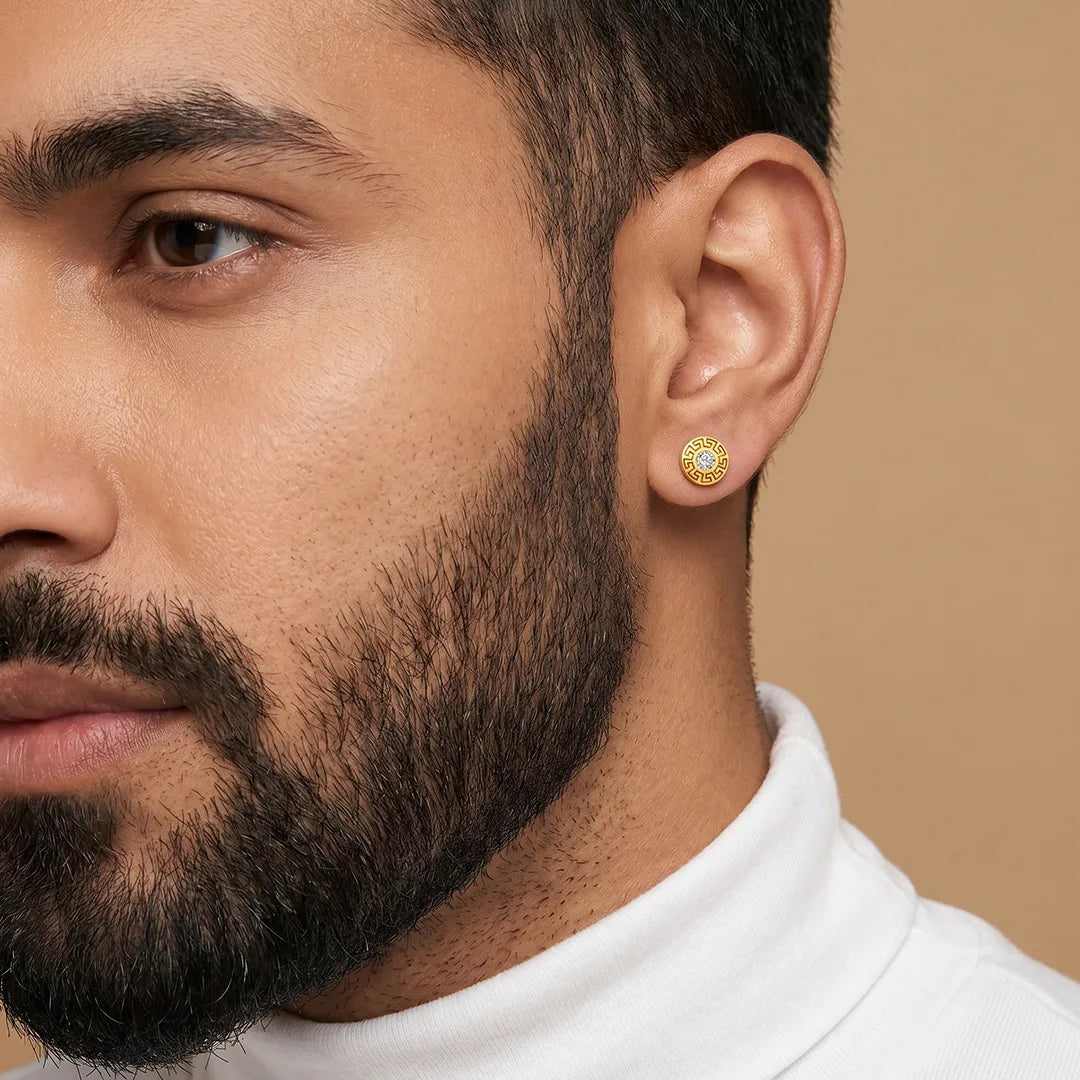 Gold Greek Halo Stud Earring
