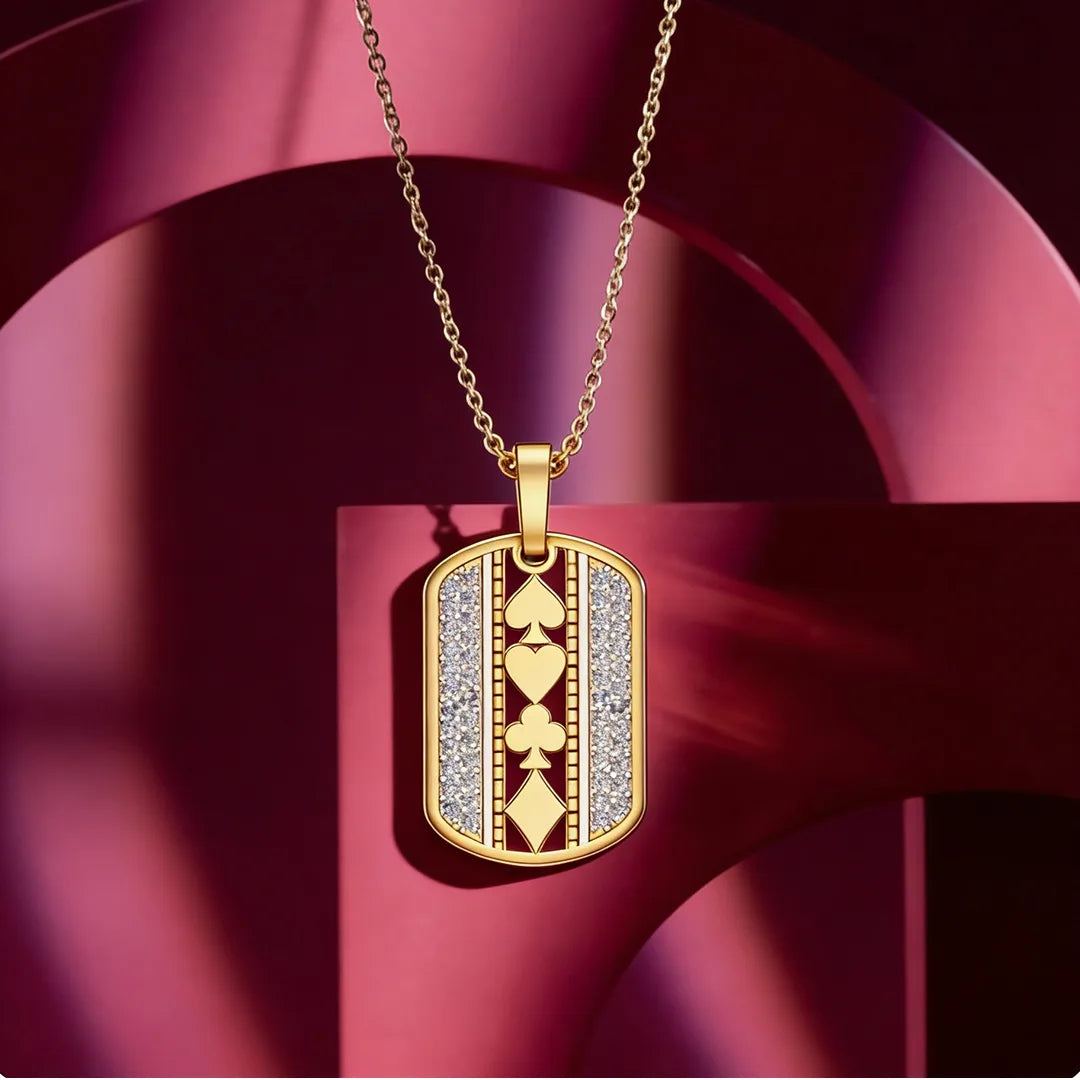 Gold Card Motif Pendant