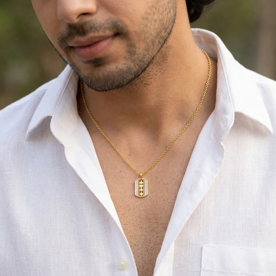 Gold Card Motif Pendant