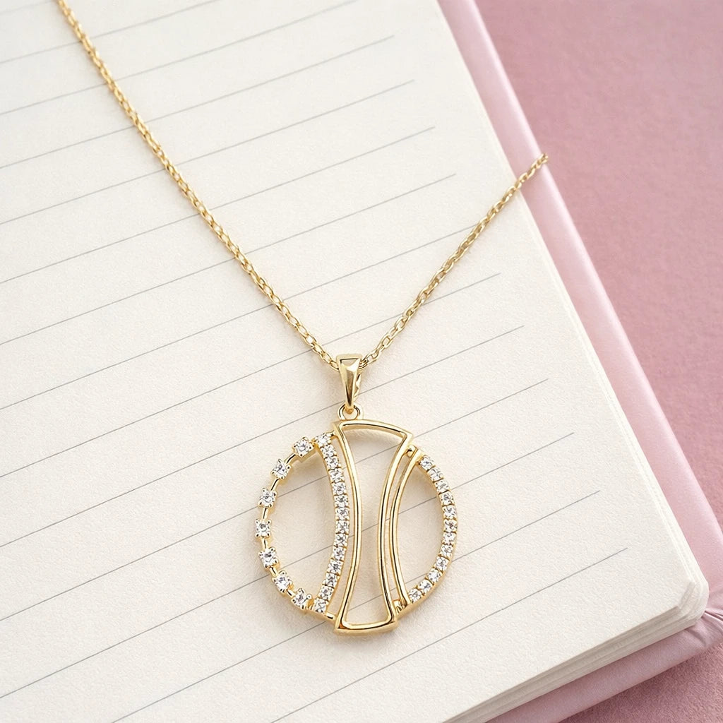 18KT Gold Modern Orbit Pendant Main image