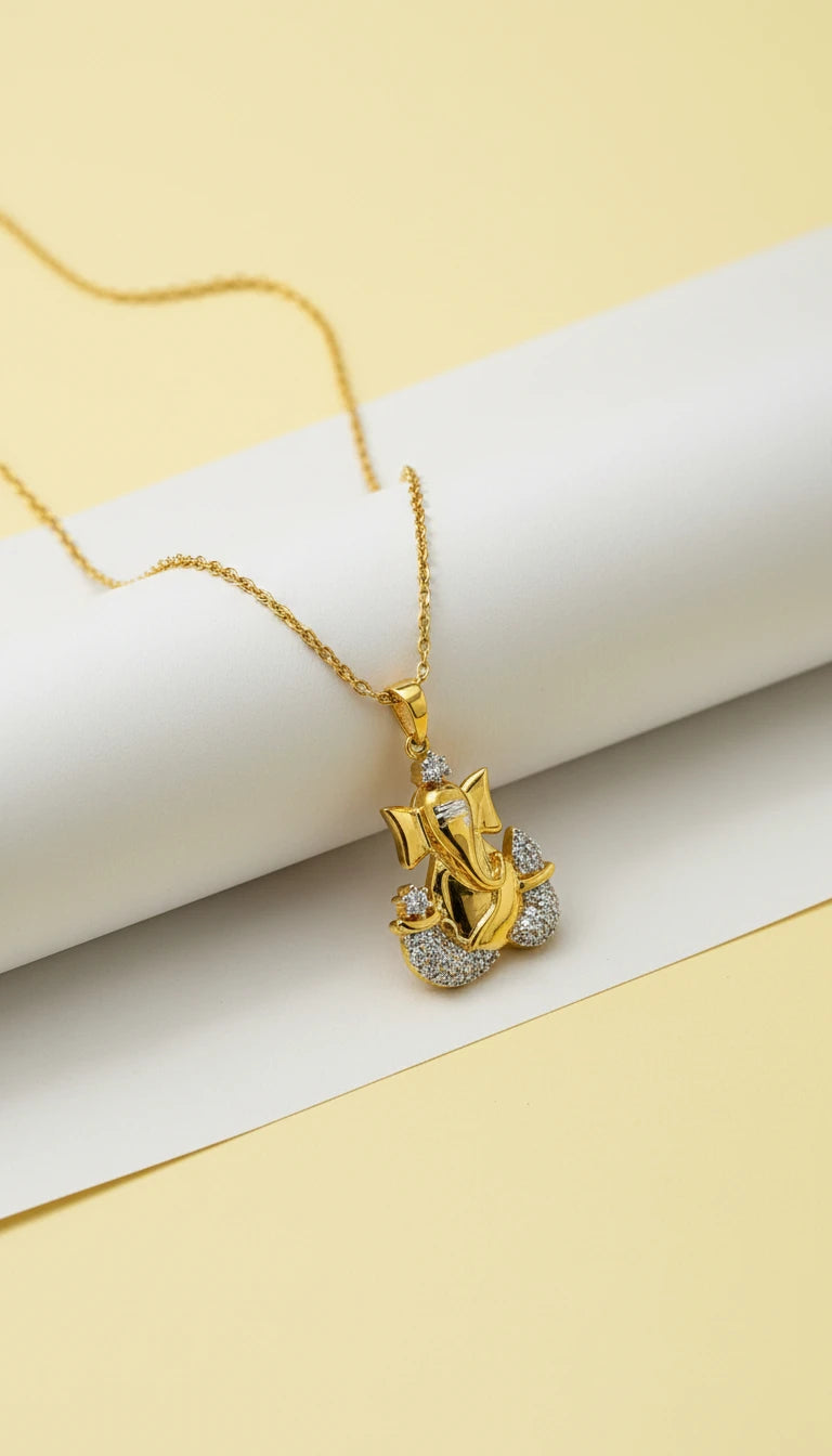 18K Gold Ganesha Blessings Pendant