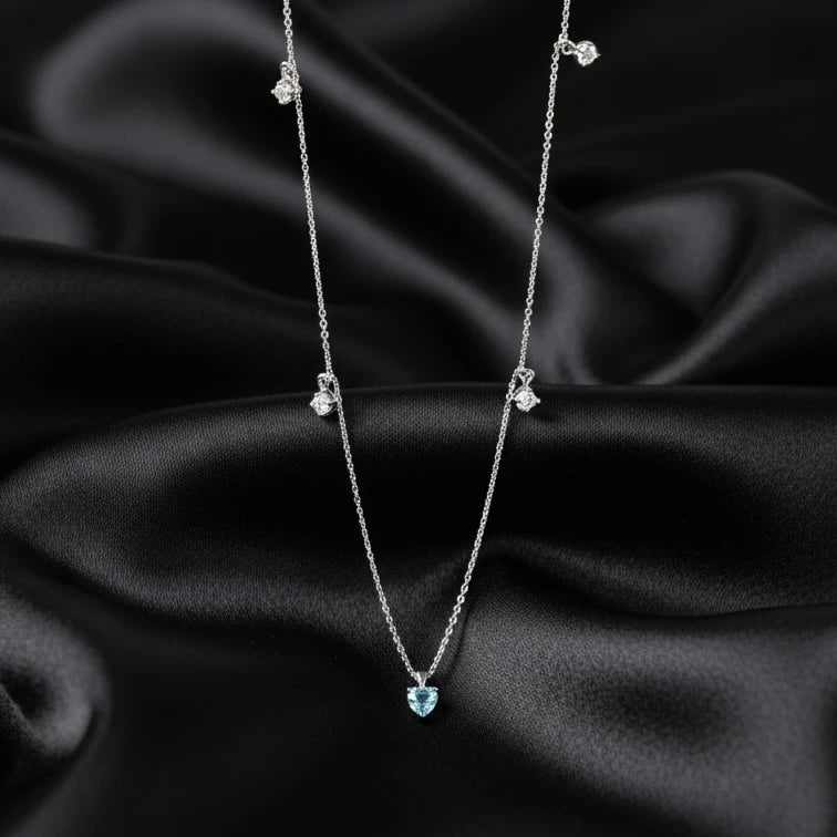Aqua Blue Heart Necklace