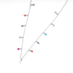 Pear shaped multi-coloured diamond necklace