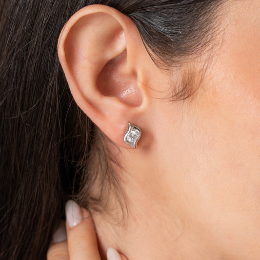 Round Diamond Italian Stud Earrings
