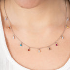 Pear shaped multi - coloured diamond necklace - 92Five