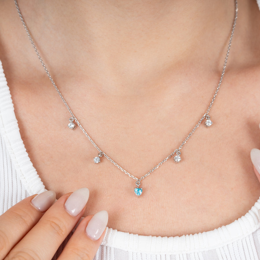 Aqua Blue Heart Necklace