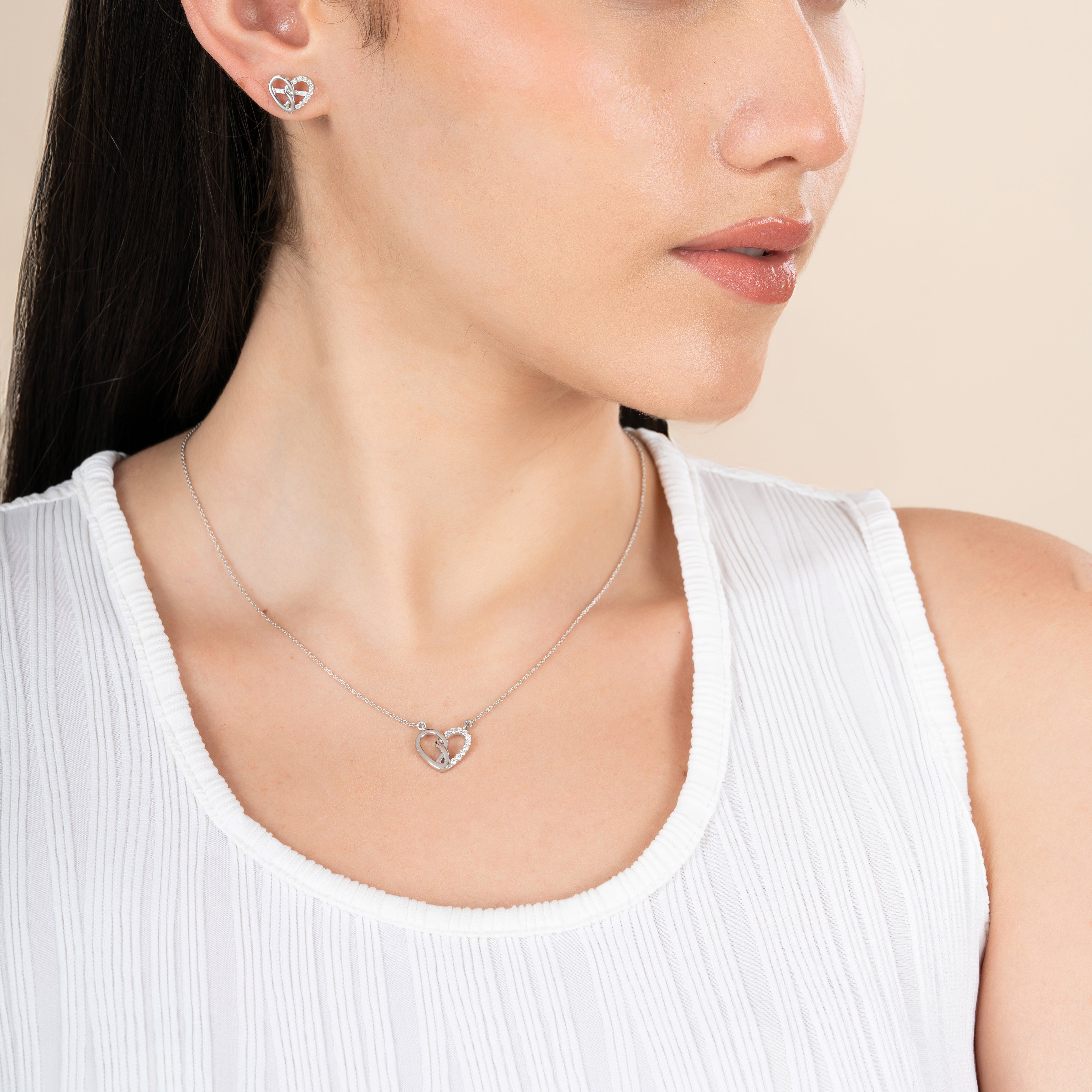 Twisted Heart 925 Silver Pendant & Earring Set – 92Five