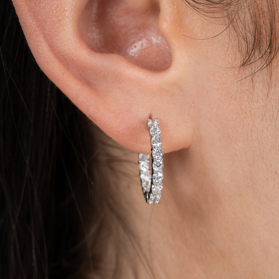 Simple Diamond Hoop Earrings