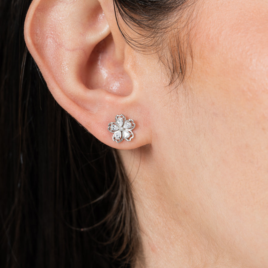 Floral Diamond-Cut Earrings