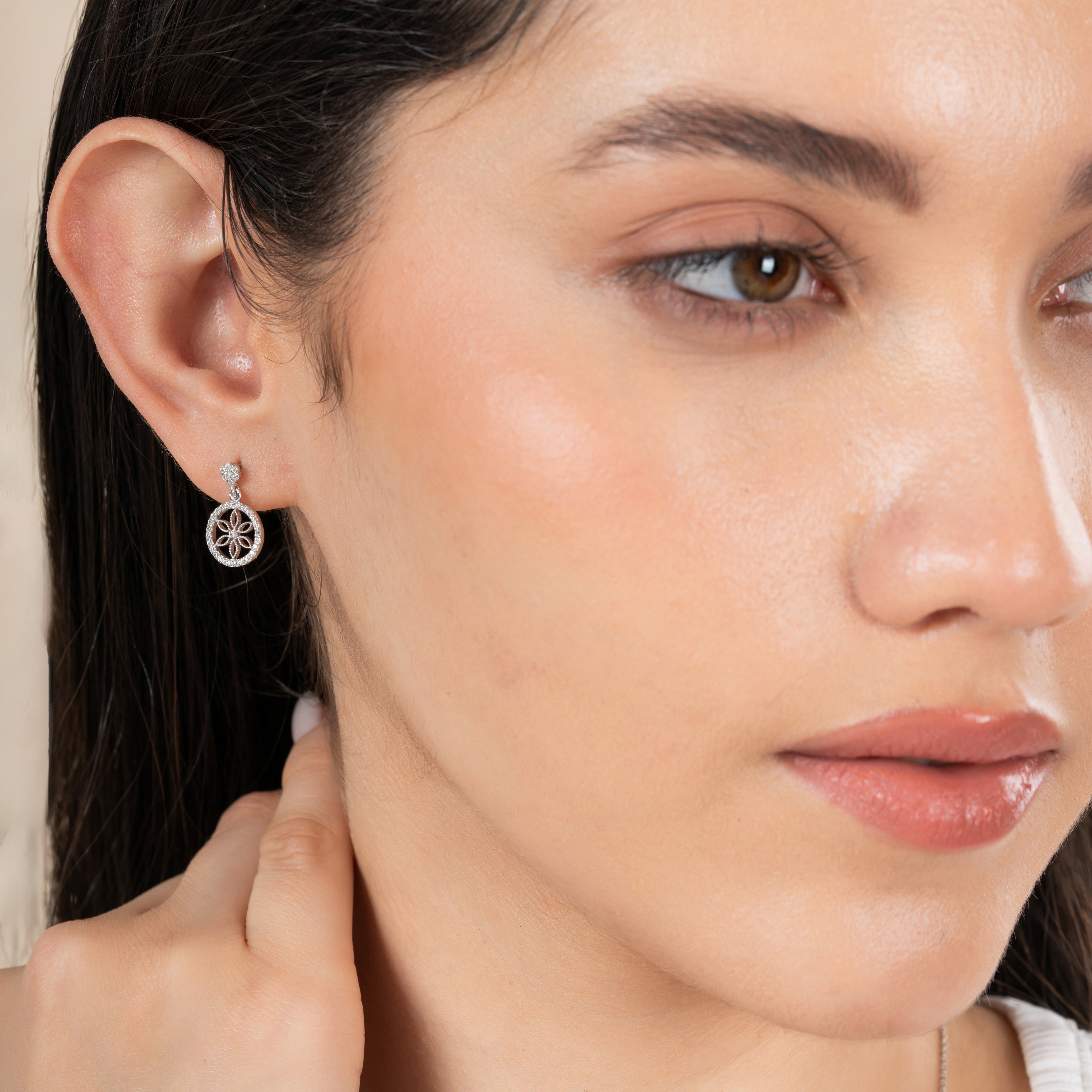 Floral Circle 925 Silver Earring