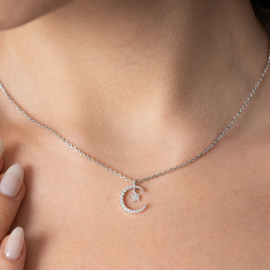 Star in Moon Charm Pendant