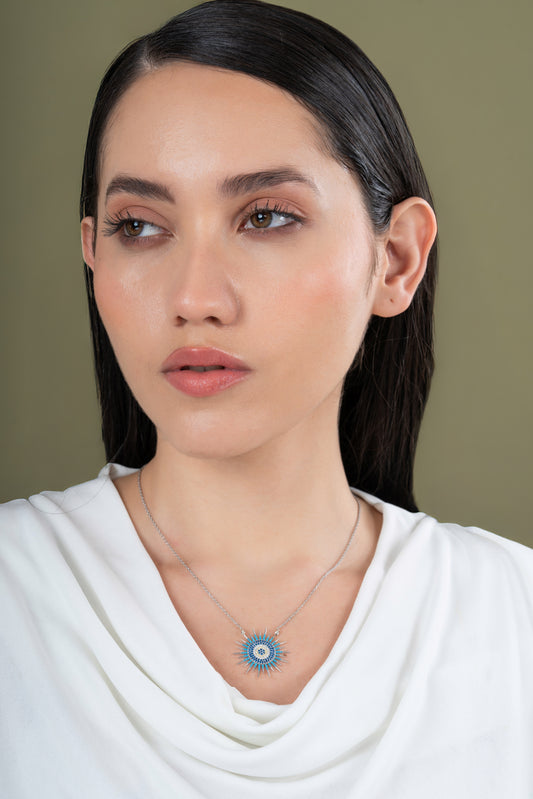 Turquoise Multi Coloured Diamond Necklace