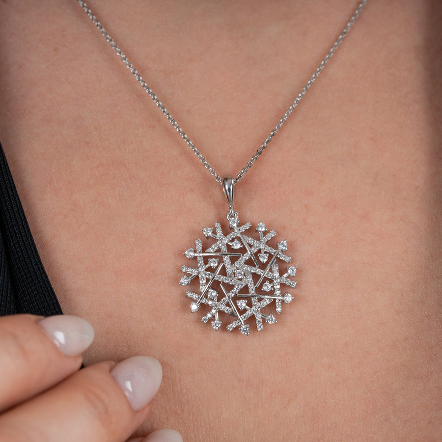 Snowflake Modern Geometric Diamond Pendant