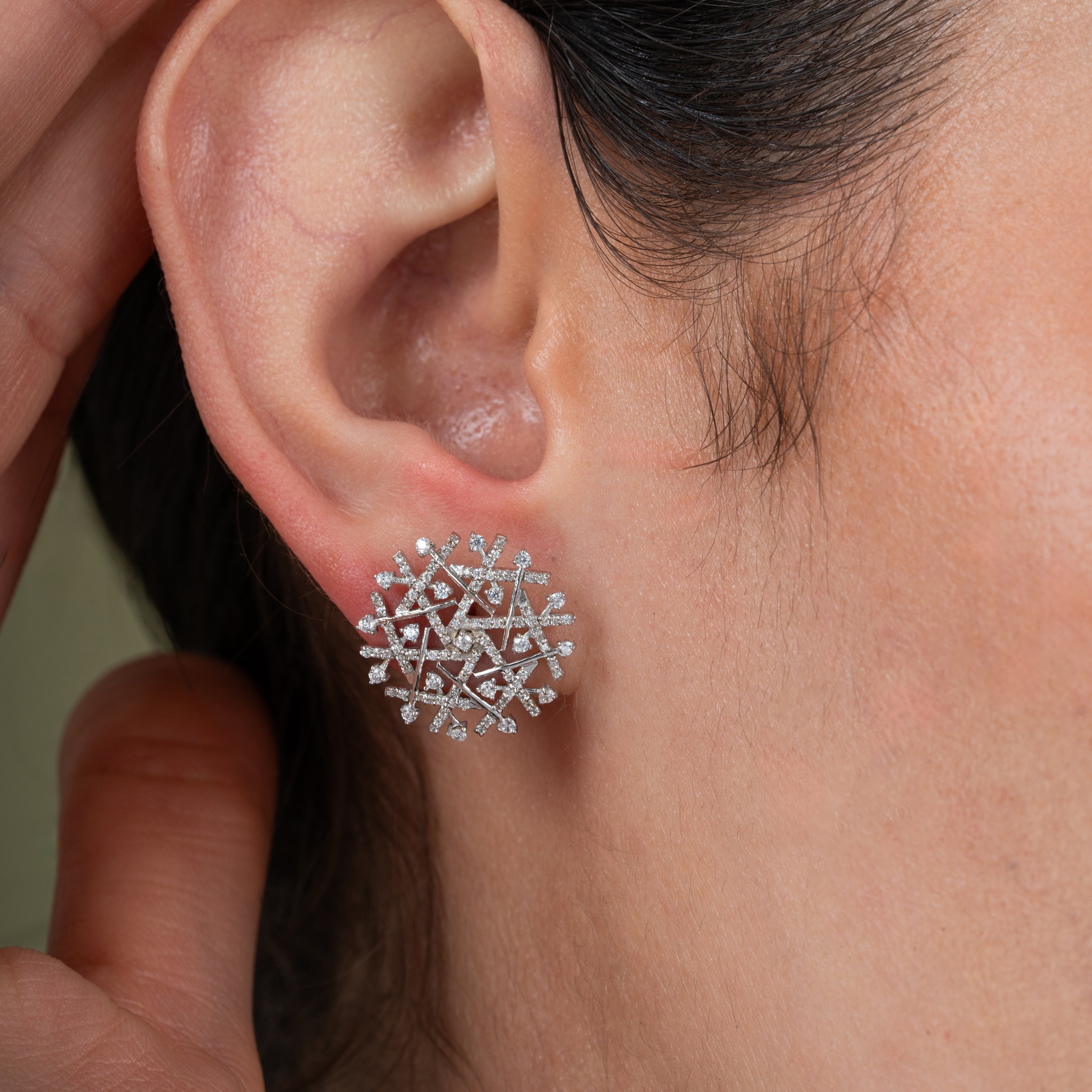Snowflake Modern Geometric Diamond Earring