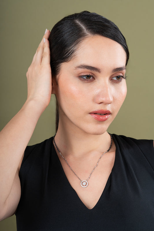Round Flower Diamond Mangalsutra