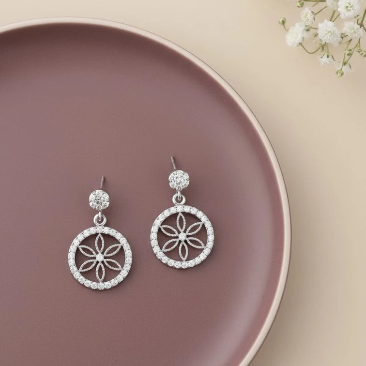 Floral Circle 925 Silver Earring