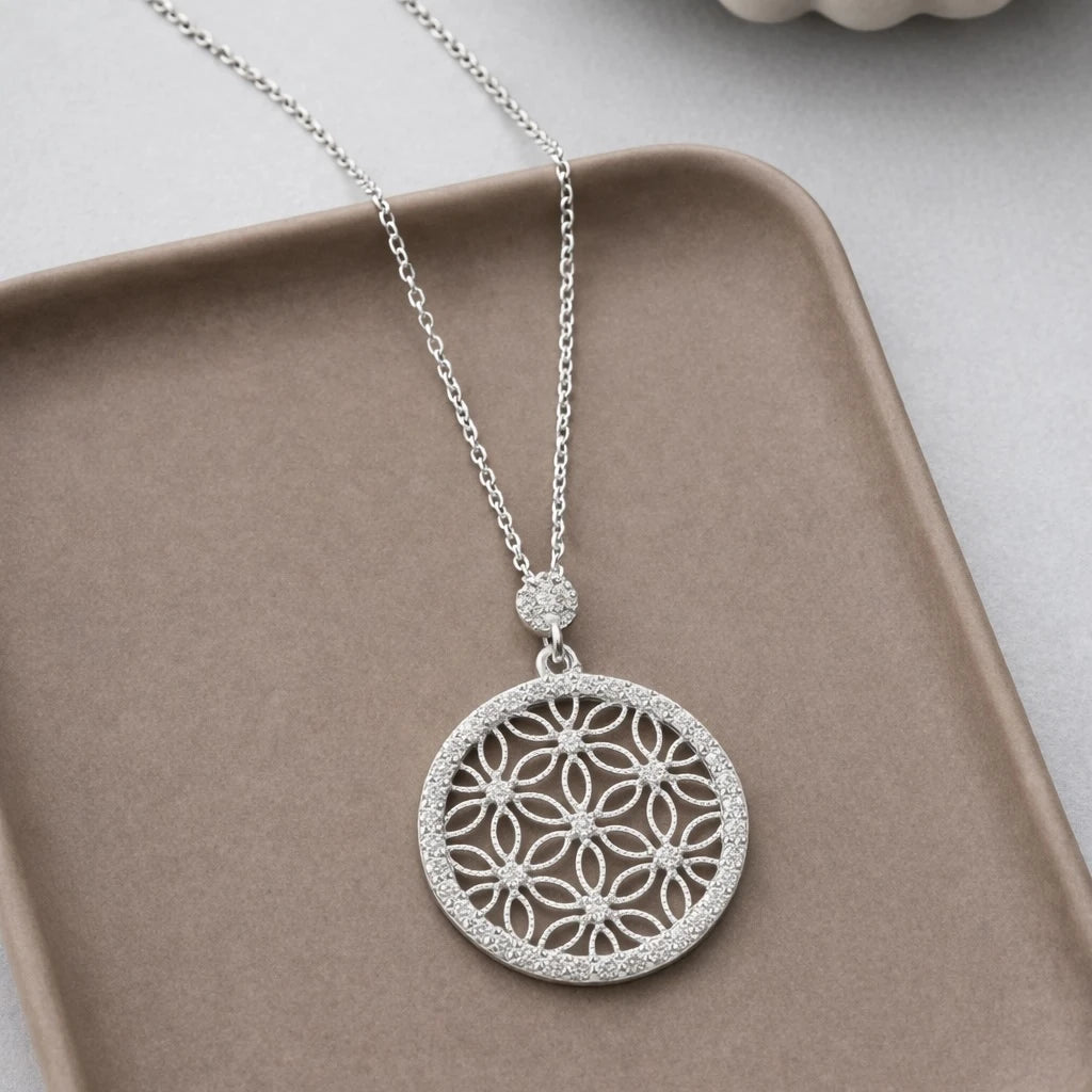Floral Circle 925 Silver Pendant