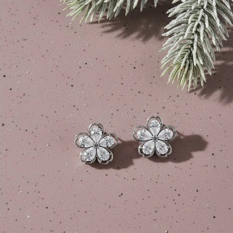 Floral Diamond-Cut Earrings
